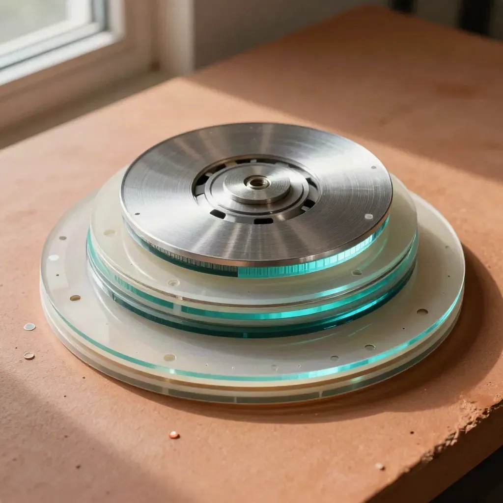 Translucent animation plates, timing wheel and cyan acetate strip on terracotta clay.